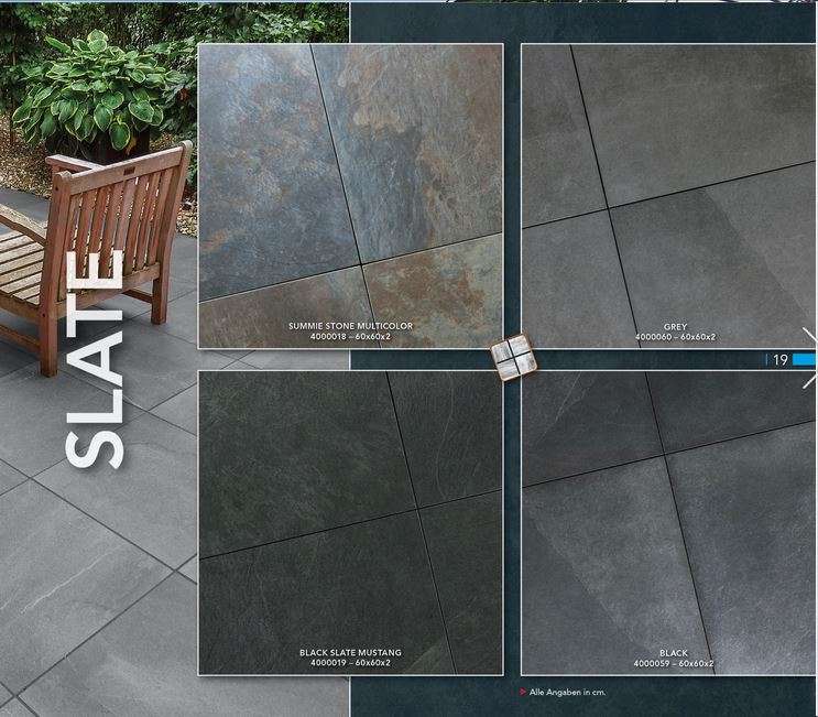 Keramik Slate Black 60x60x2 cm anthrazit Keramische Fliese ...