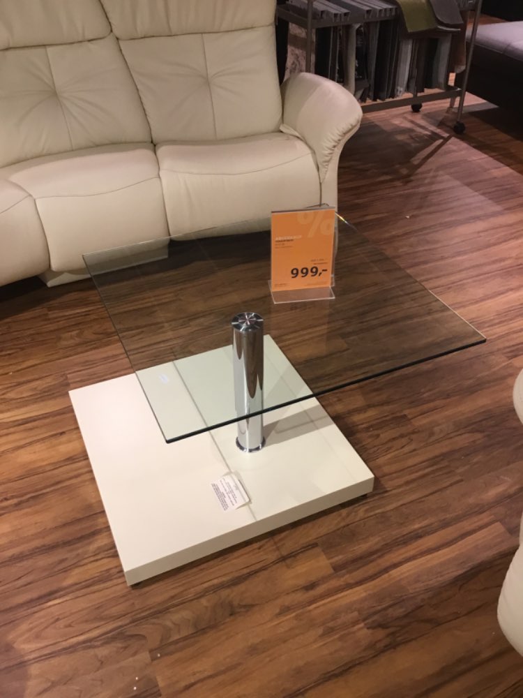 Möbel Couchtisch Glas Elfenbein Creme