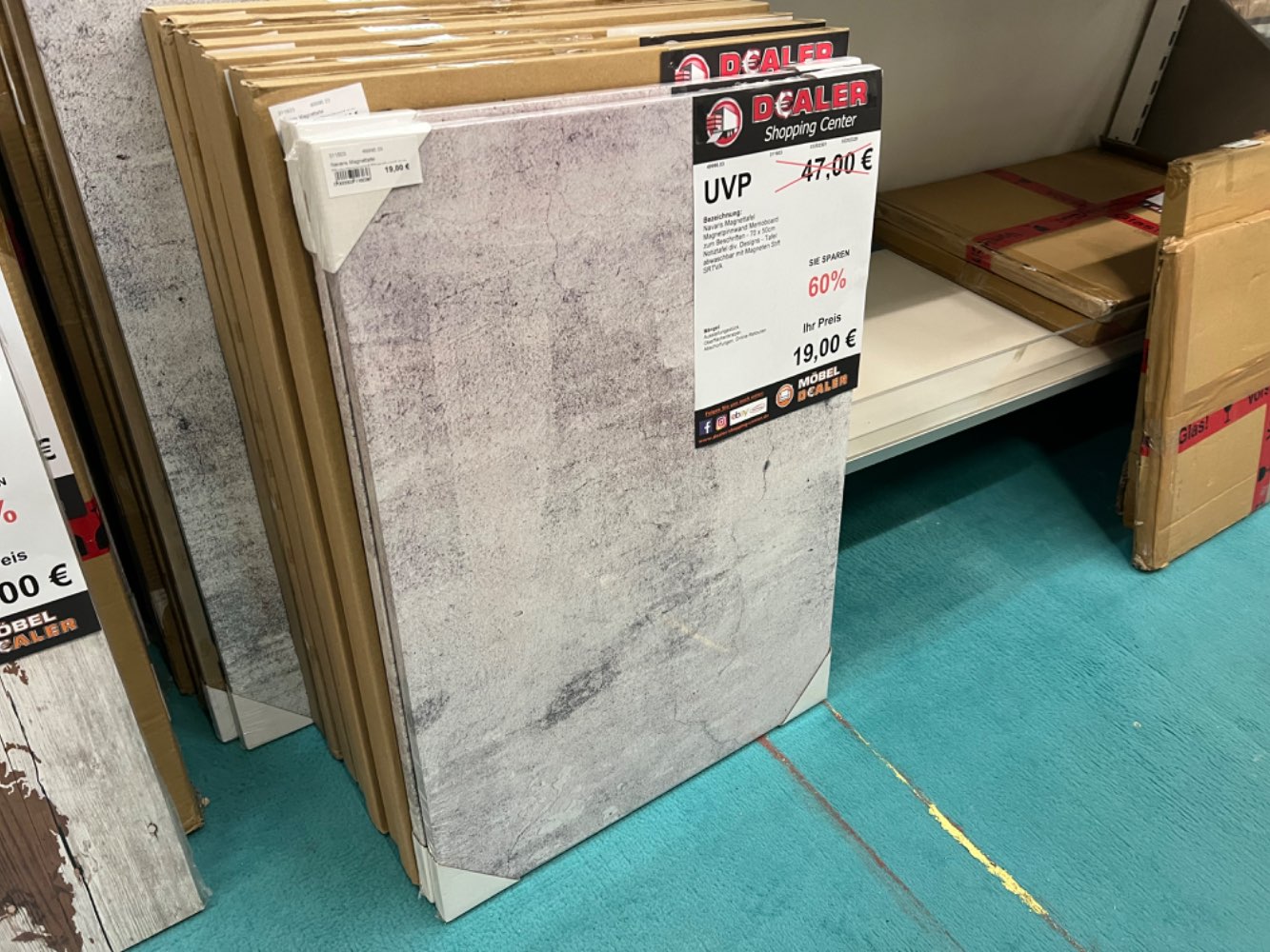 Magnettafel Navaris Beton Optik / 70x50cm