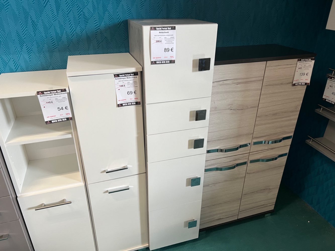 Midischrank steingrau weiß / Schrank / Badschrank