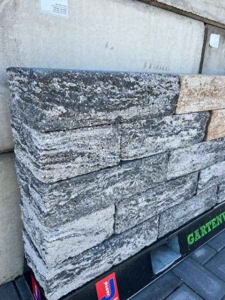 Eifel Mauer 50x25x14 cm anthrazit-weiß 2-seitig bossiert