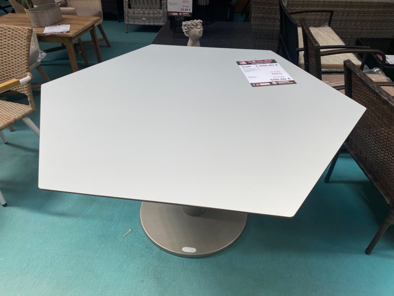 SSV Best Gartenmöbel / Tisch Turin sechseckig grau statt 1450€