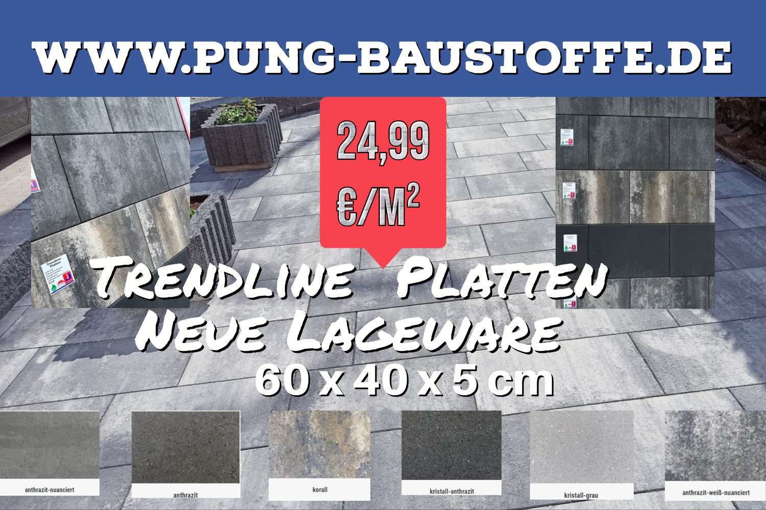 JASTO Platten 60x40x5 cm verschiedene Farben (Lagerware )
