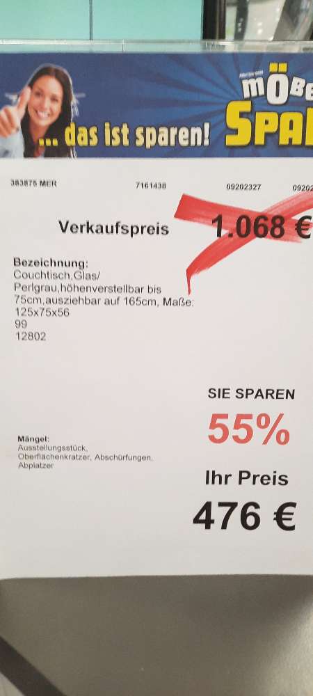 Tisch,Beistelltisch,Couchtisch Glas,statt 1068€