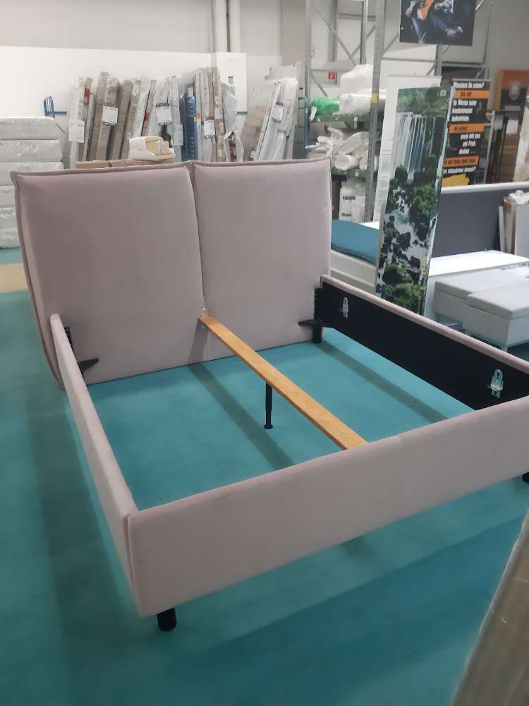 Bettgestell, Polsterbett, Doppelbett, Samt rosa, statt 2659 Euro