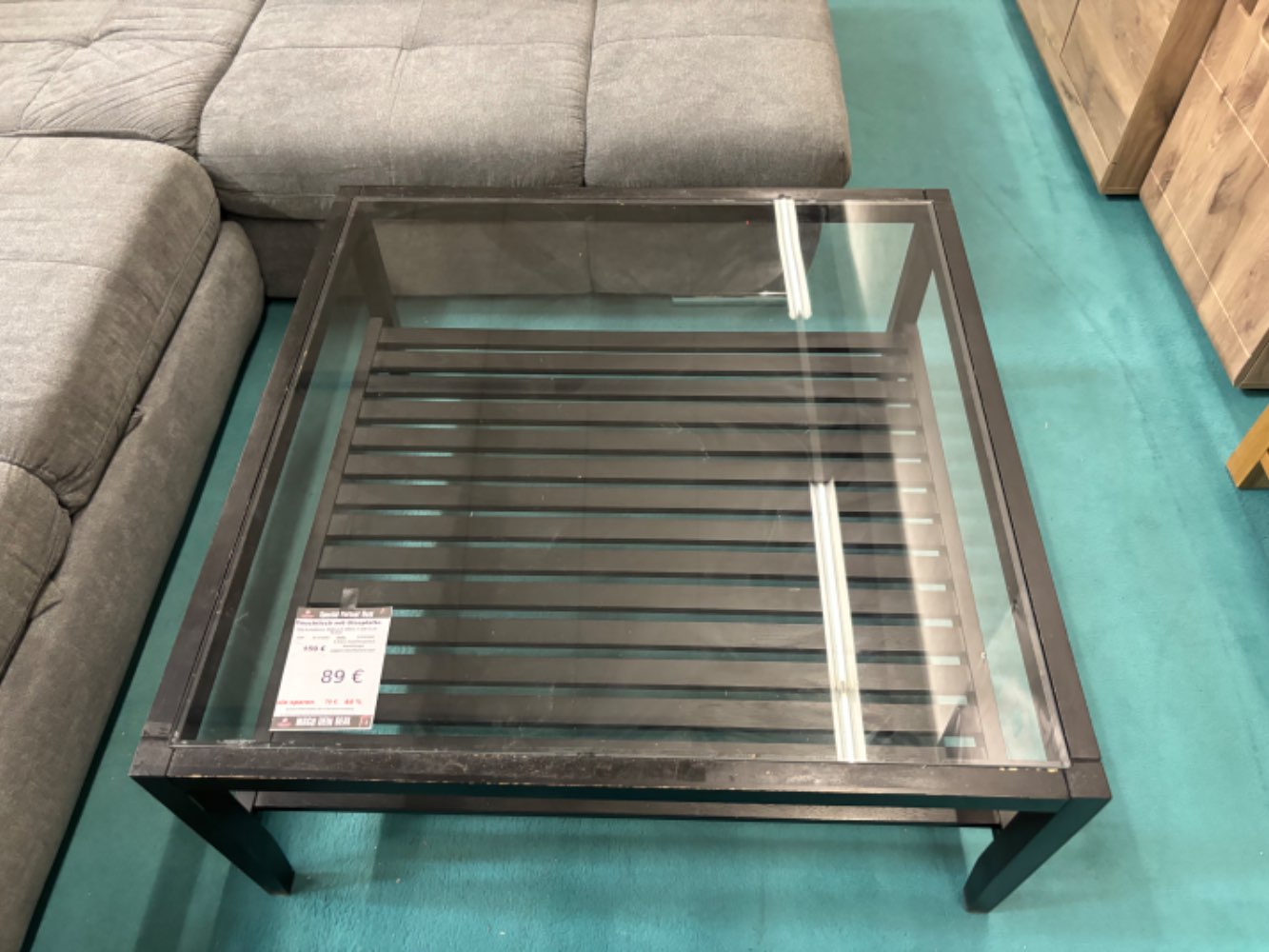 Couchtisch mit Glasplatte schwarz statt 159€