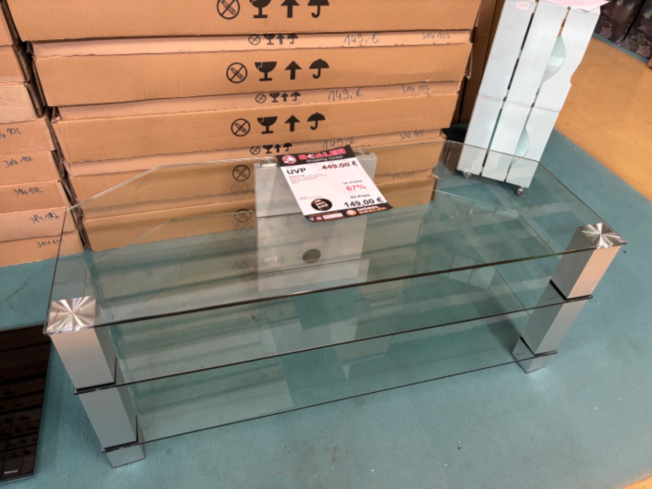 TV Rack Unterteil Glas  Metall Alu  Regal Maja 1653  statt 449€