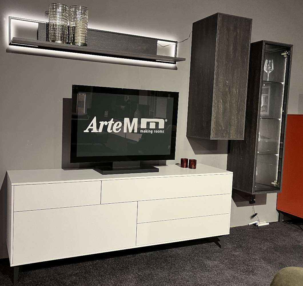 Wohnwand weiß/eiche flamed wood (Interliving)