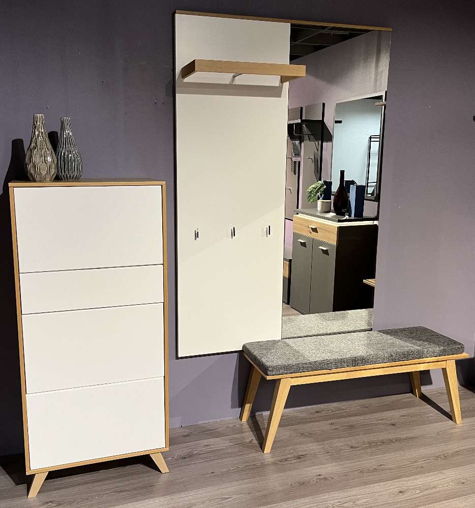 Garderobe weiß/eiche sand