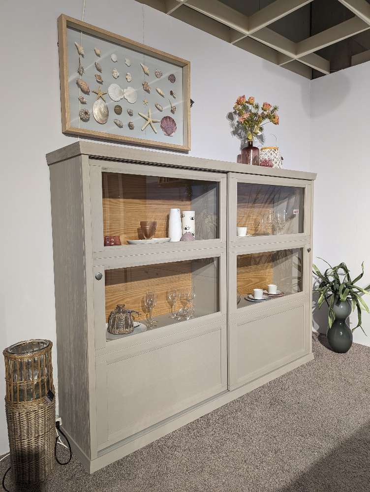 Highboard Pinie massiv grau soft gebürstet