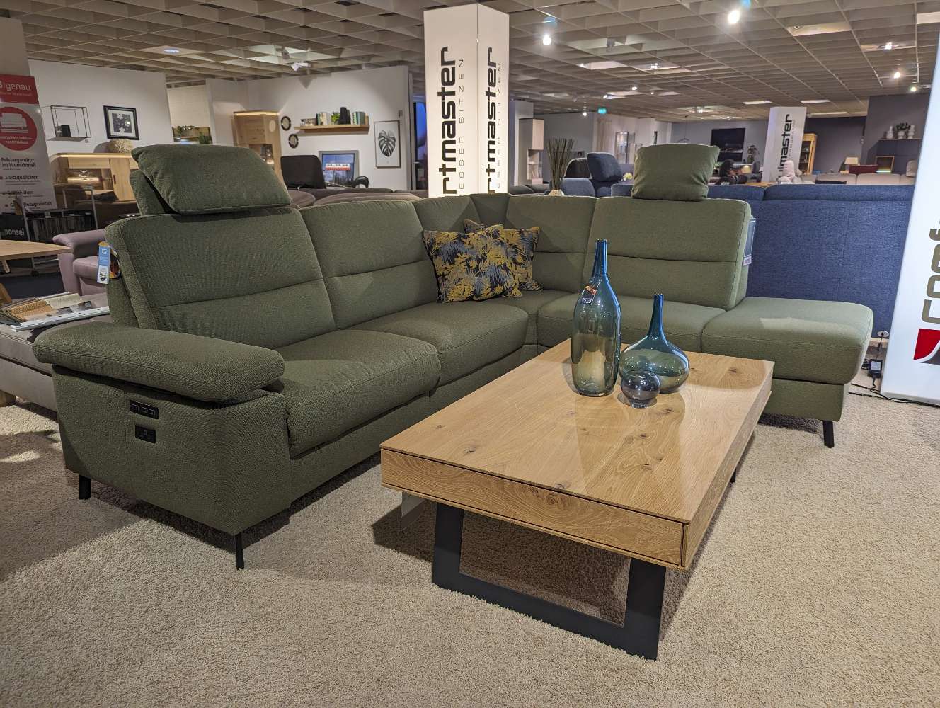 Eckgarnitur Stoff mit motorischer Relaxfunktion