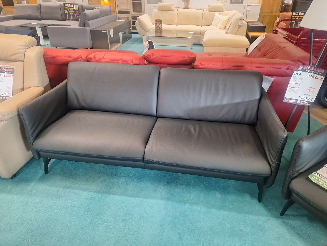 (GL 15)  Sofa 3 Sitzer „Himolla“ Echtleder schwarz, statt 4520 €
