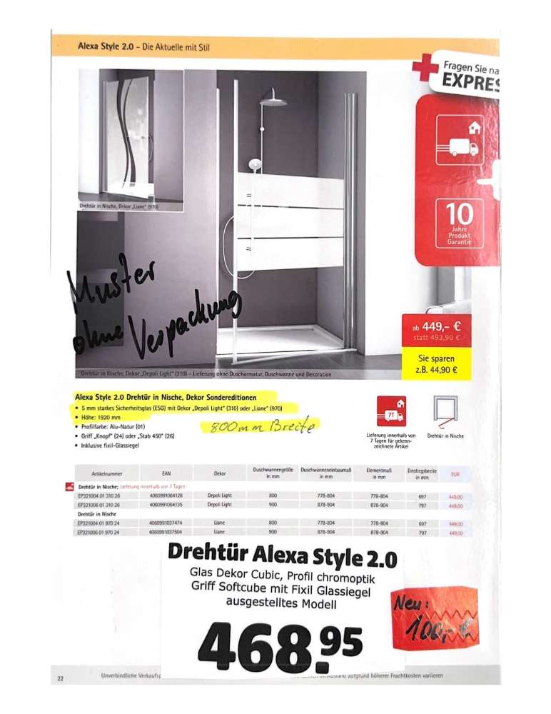 Drehtür Alexa Style 2.0 Glas Dekor Cubic