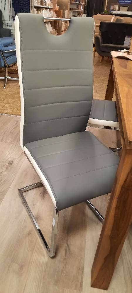 Schwingstuhl Kunstleder grau weiß,statt 99€