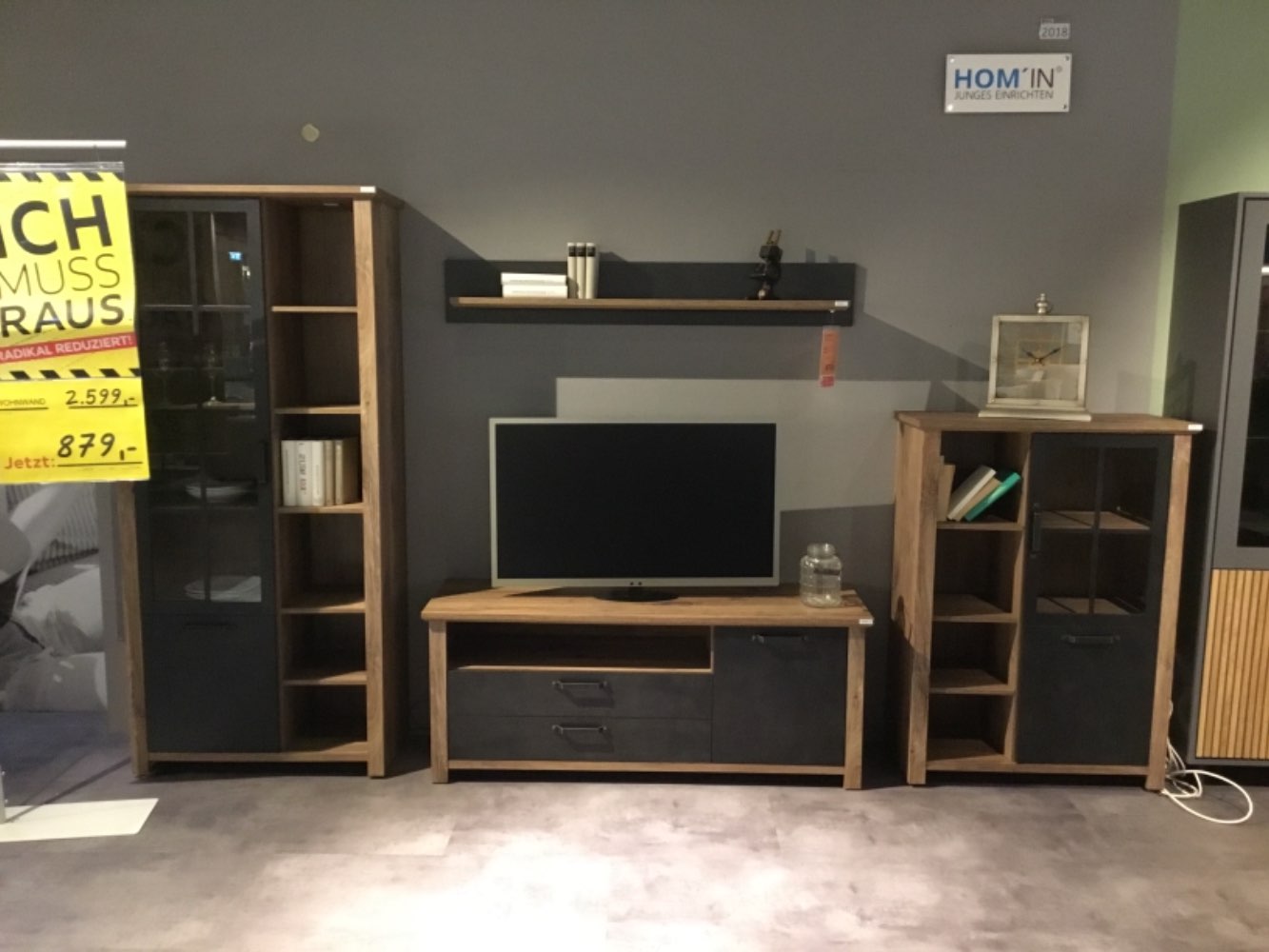 Möbel,Wohnwand Costa,Beleuchtung,grau-holzfarben,XXXLutz