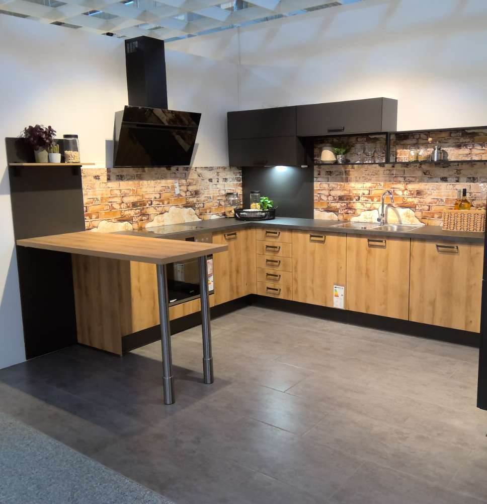 Einbauküche PINO 100 mit Elektrogeräten, Eiche/Grafit