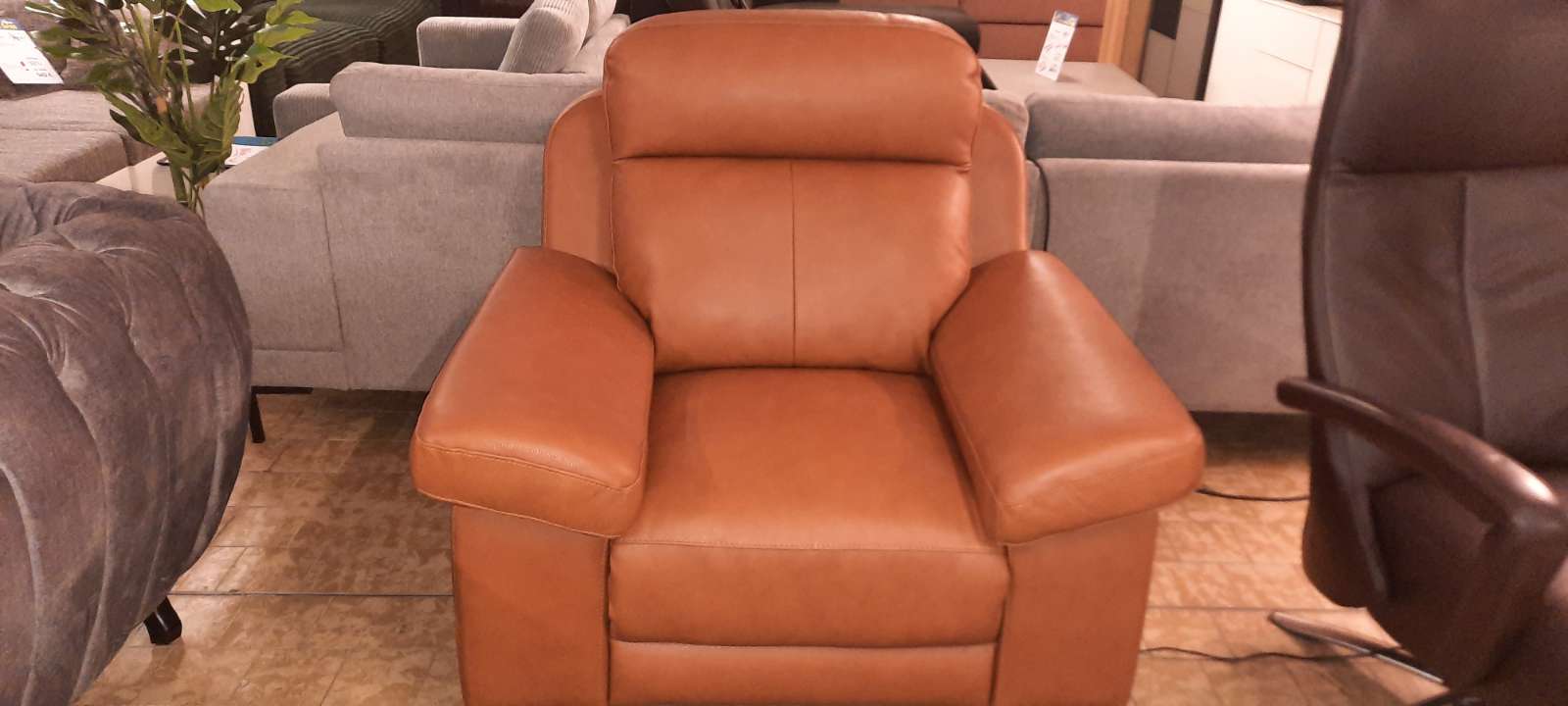 Sessel Leder Echt Braun ,elektrische Relaxfunktion