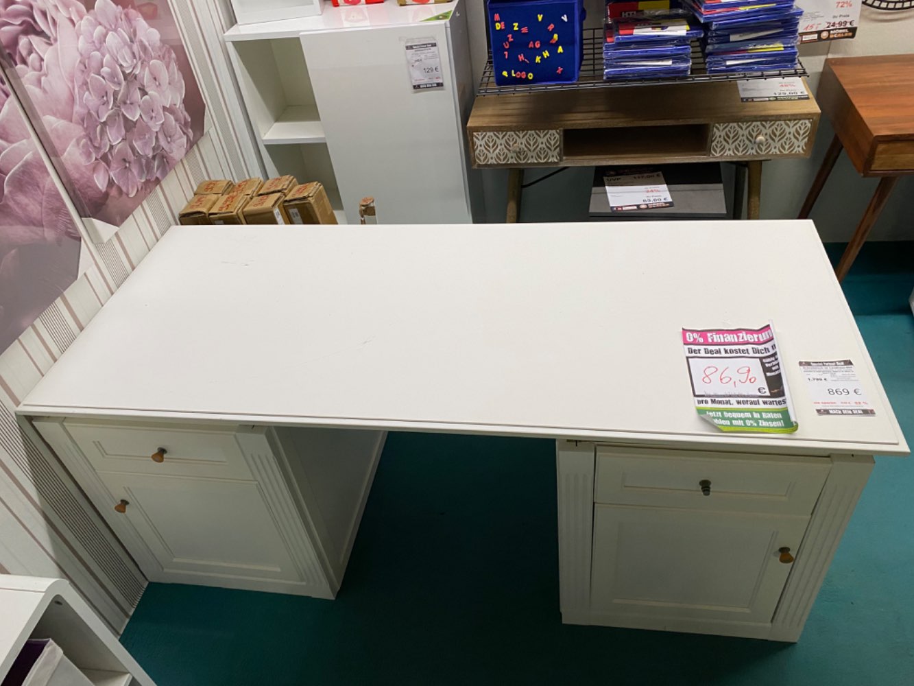 Schreibtisch Landhausstil Holzwerkstoff weiß statt 1799€