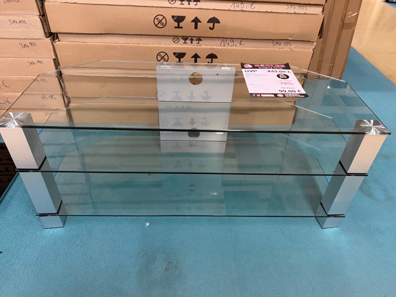 TV Rack Fernsehschrank Glas statt 449€