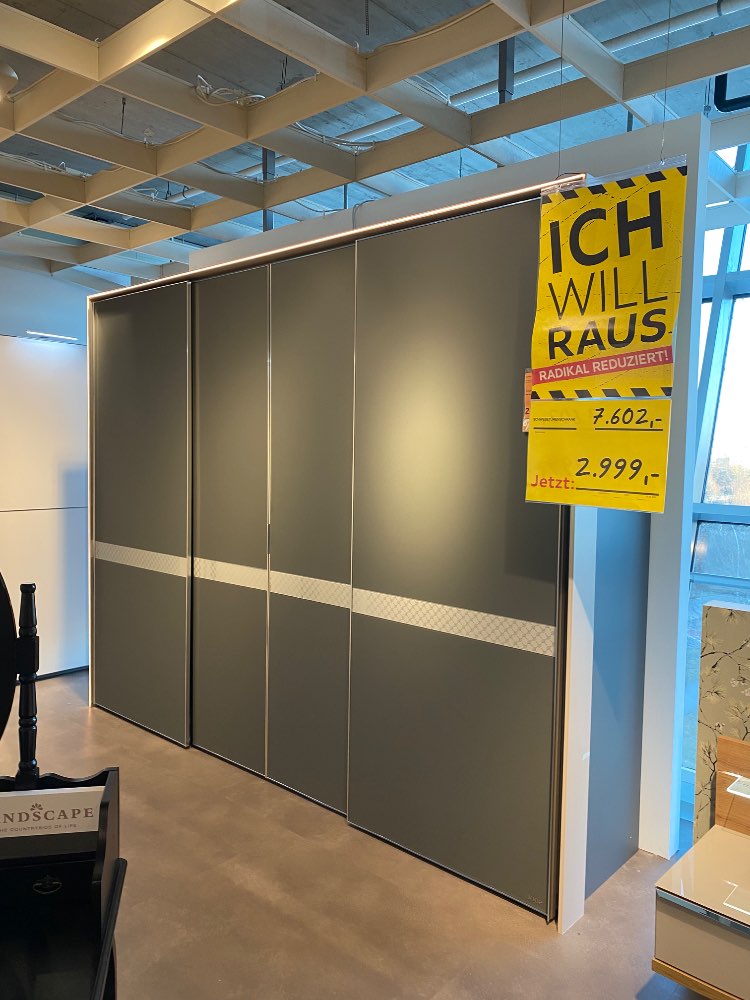 Joop Schwebetürenschrank Glas Graphit, Chrom XXXLutz Fellbach