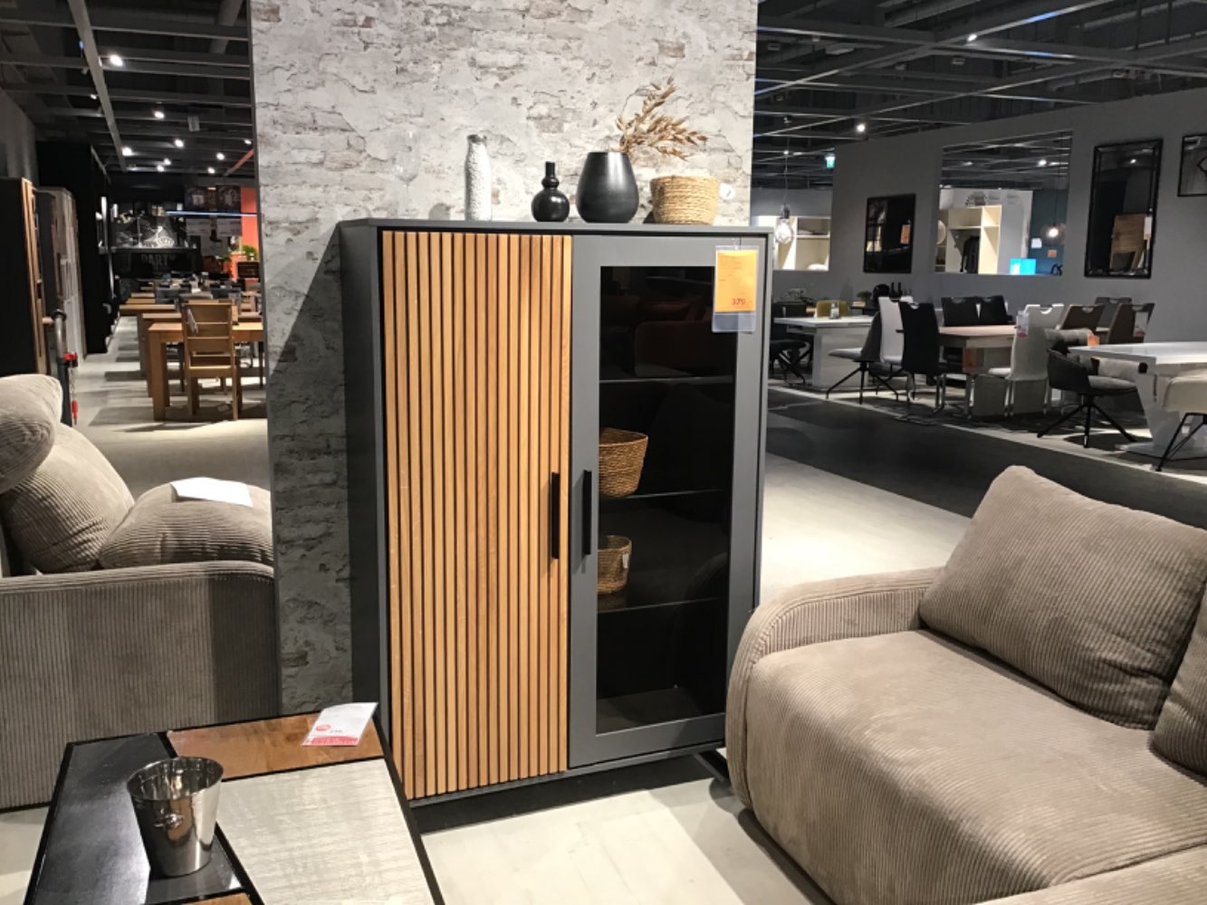 XXXLutz Ausstellungsstück Möbel Vitrine Stella grau Eiche