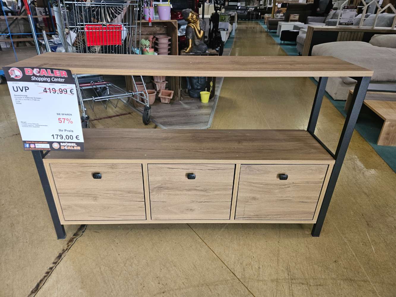 Konsole Walnuss/Schwarz statt 419,99€