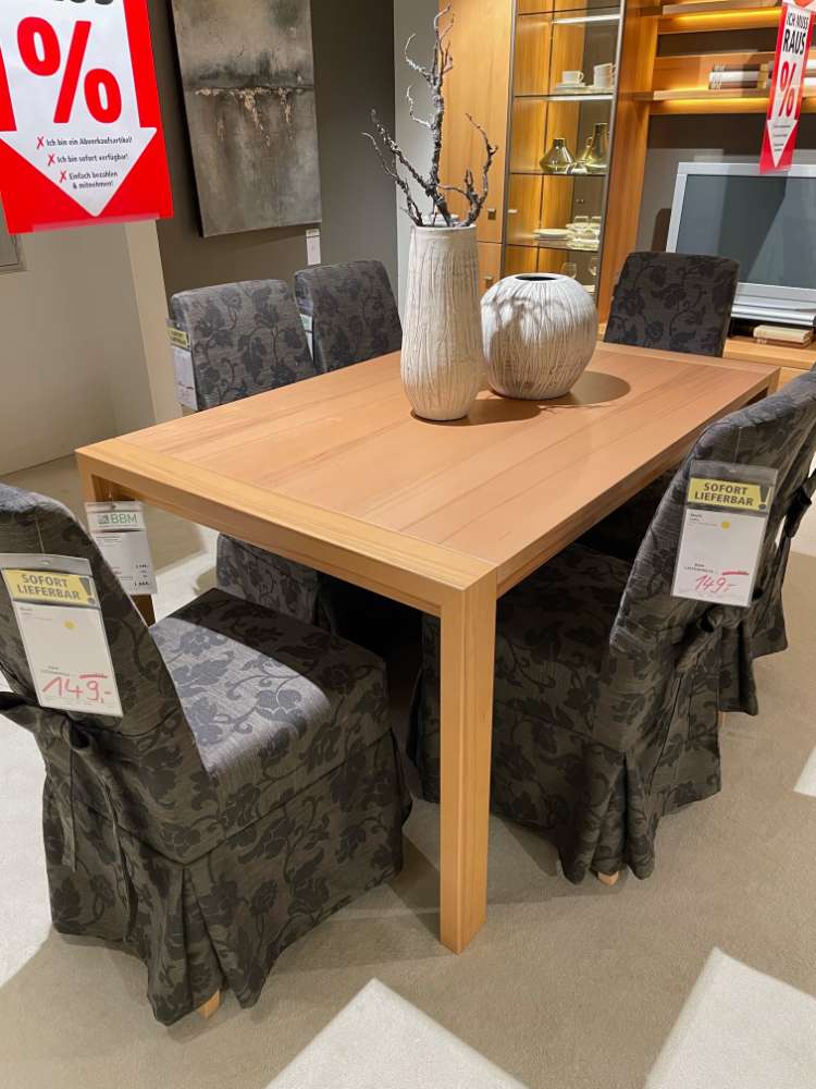 Wangenesstisch Kernbuche mit Auszug, Stellmaß ca 148(198)x75x95cm