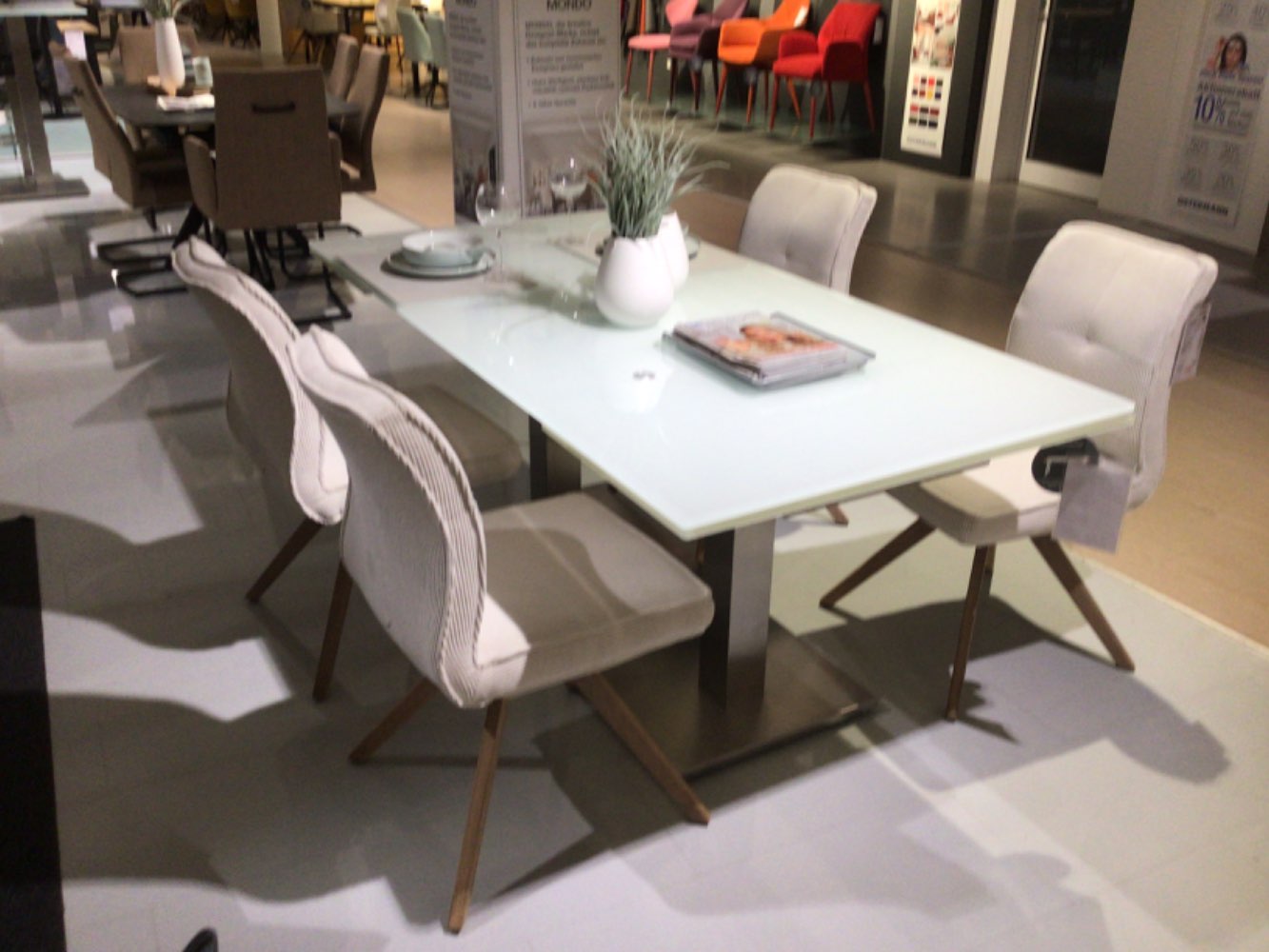 4-er Stuhlgruppe Creme/Eiche