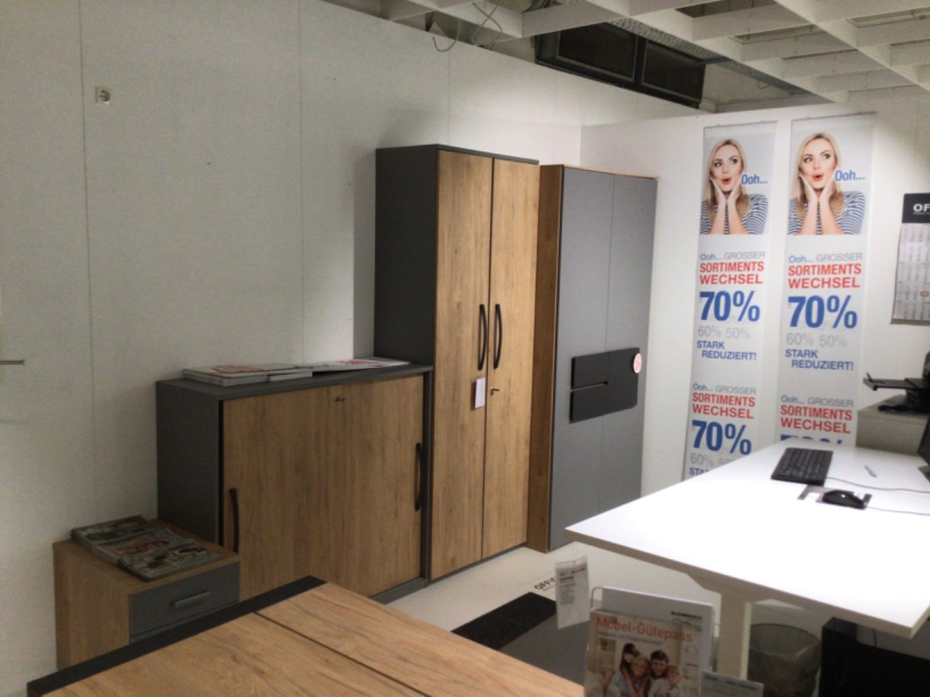4-teiliges  Büro Möbel Set Eiche/Grau