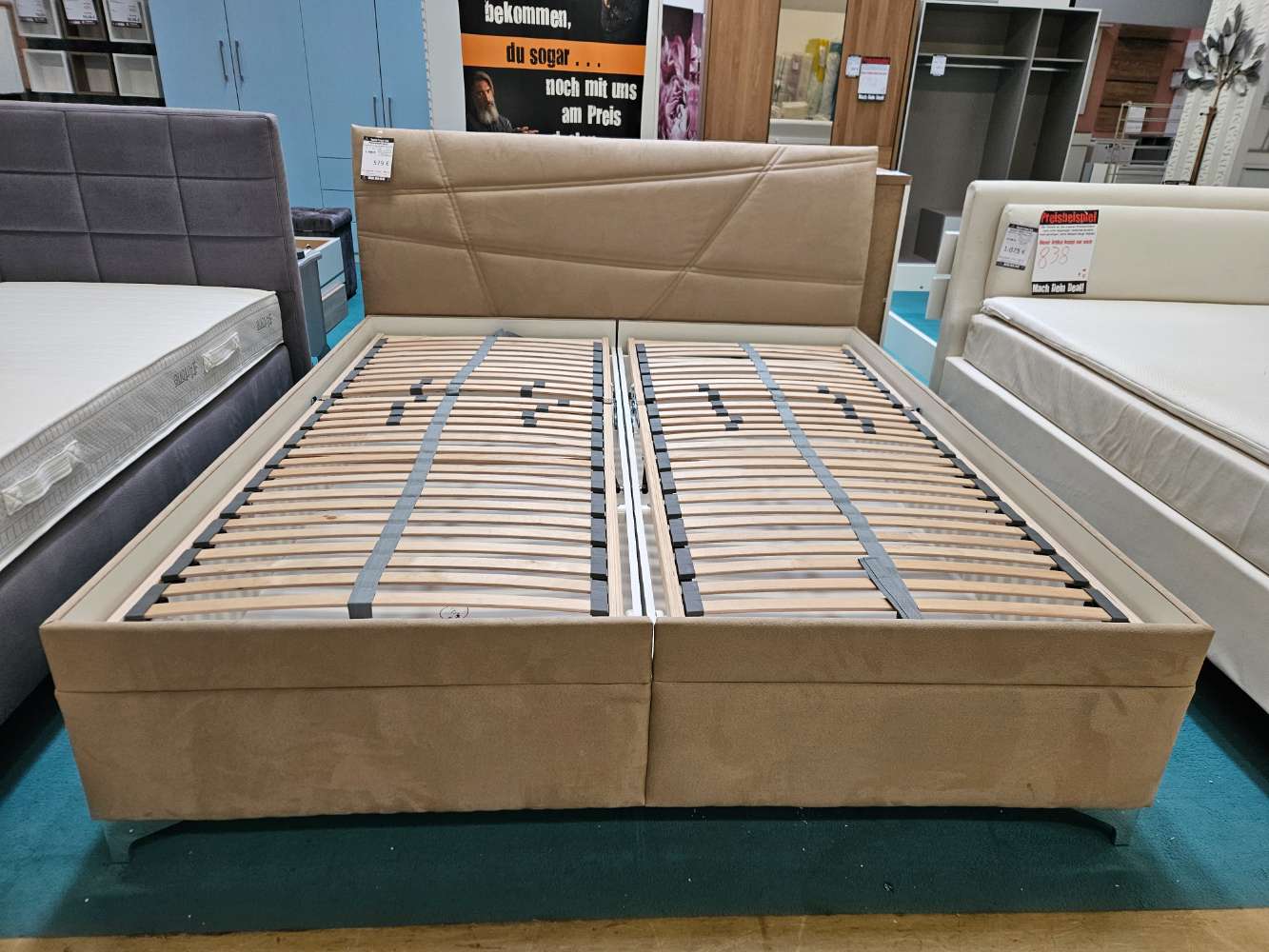 Polsterbett Lerry Flachgewebe Beige/Creme statt 1799€
