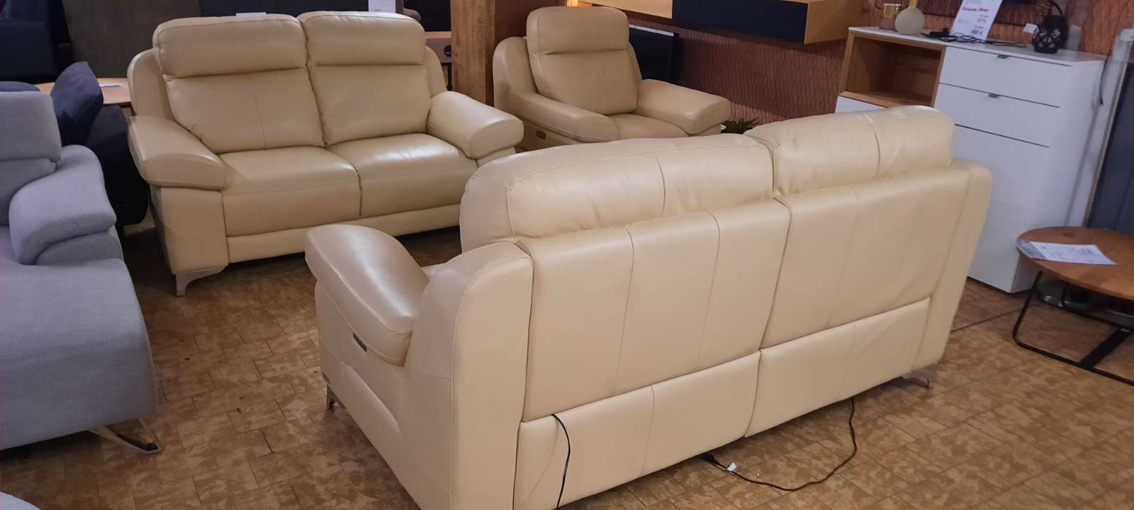 3-2-1 Sitzgruppe Leder Echt creme ,statt 6267€