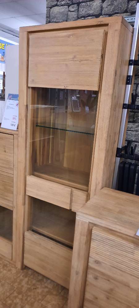 Vitrine massiv Akazieholz 70x40xH190 cm,statt 537€