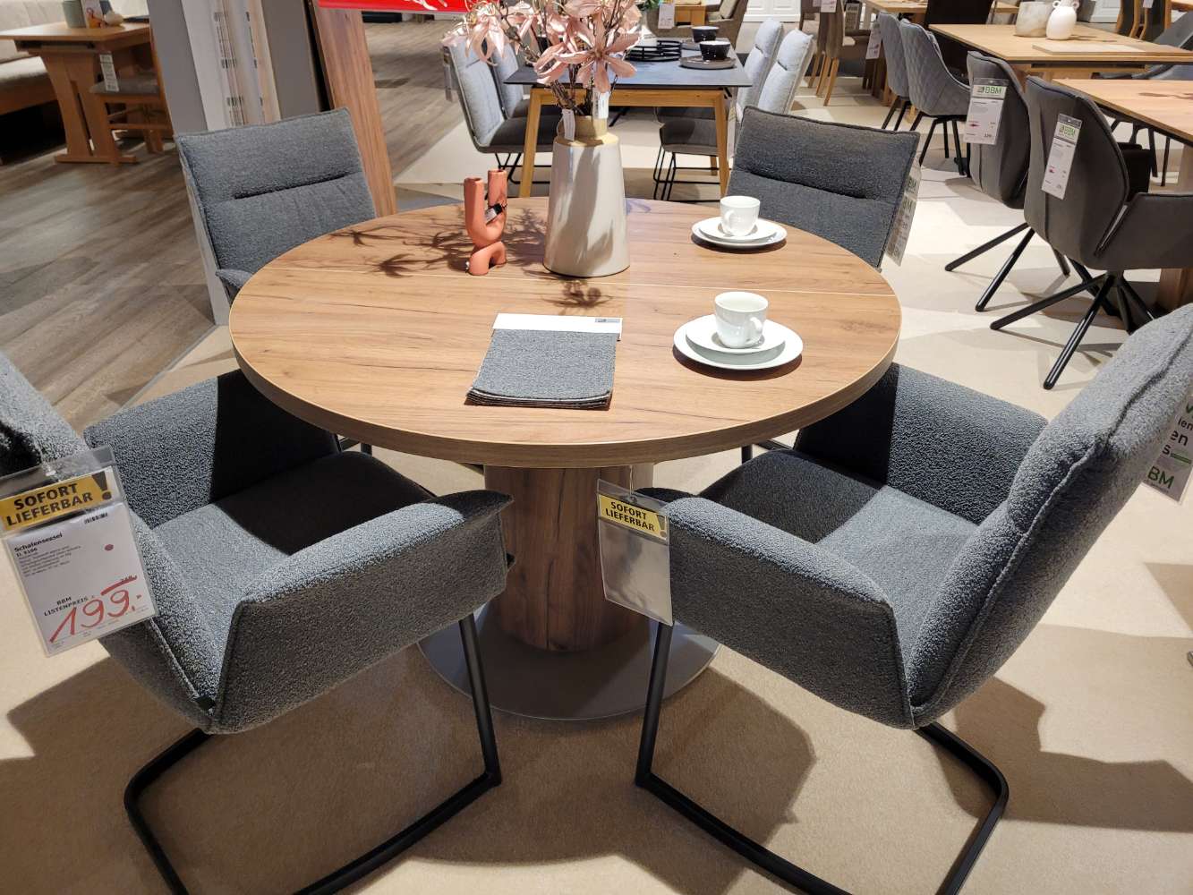 Esstisch zum ausziehen rund DM 115 cm  -160 cm  Eiche Havanna