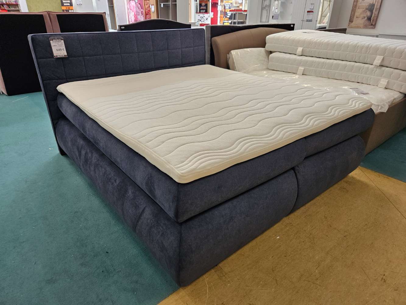 Boxspringbett Mikrofaser Blau statt 1479€