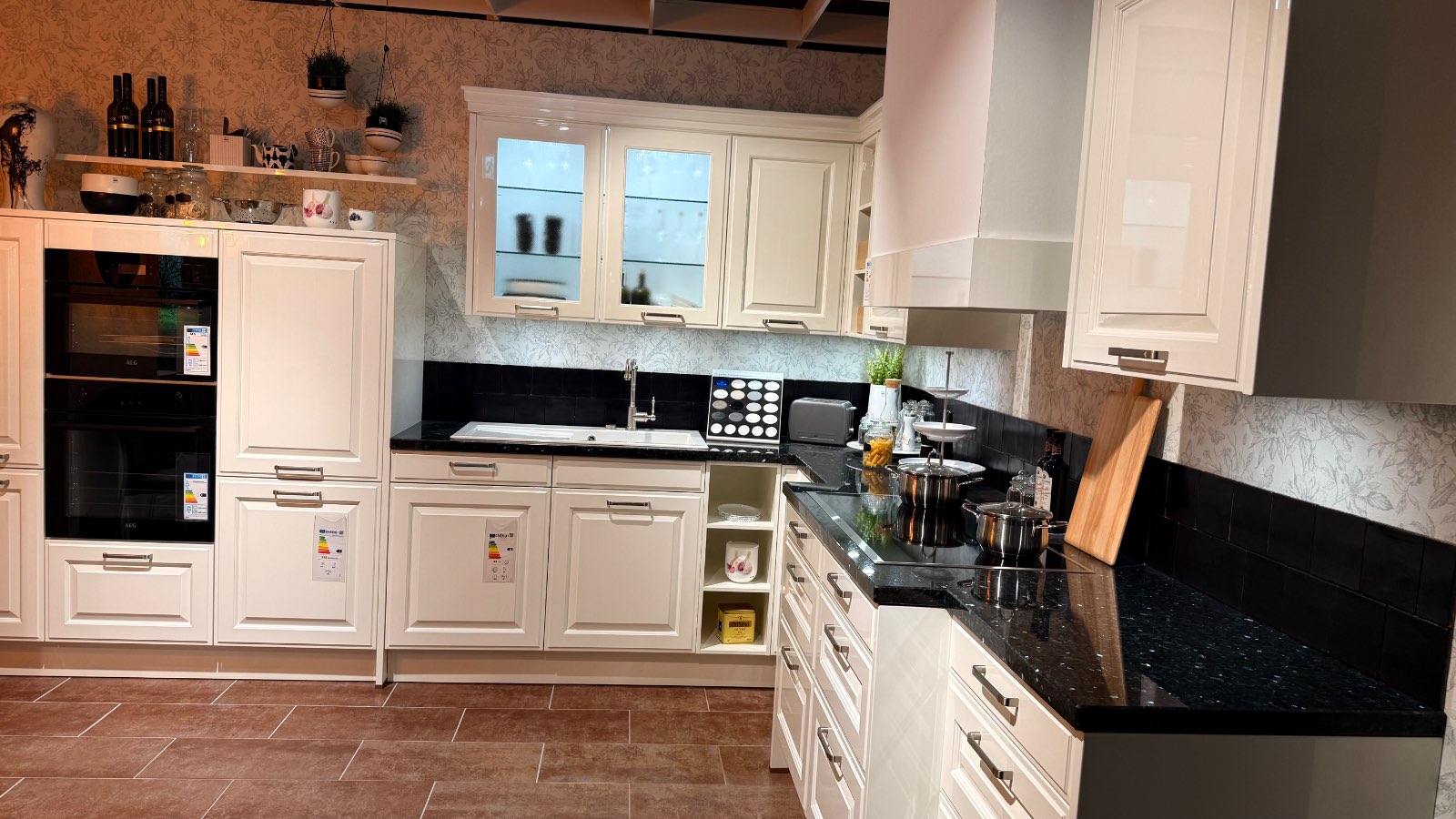 #320061/62 Einbauküche&HWR Häcker AV5030/AV1097 Weiß/Alteiche