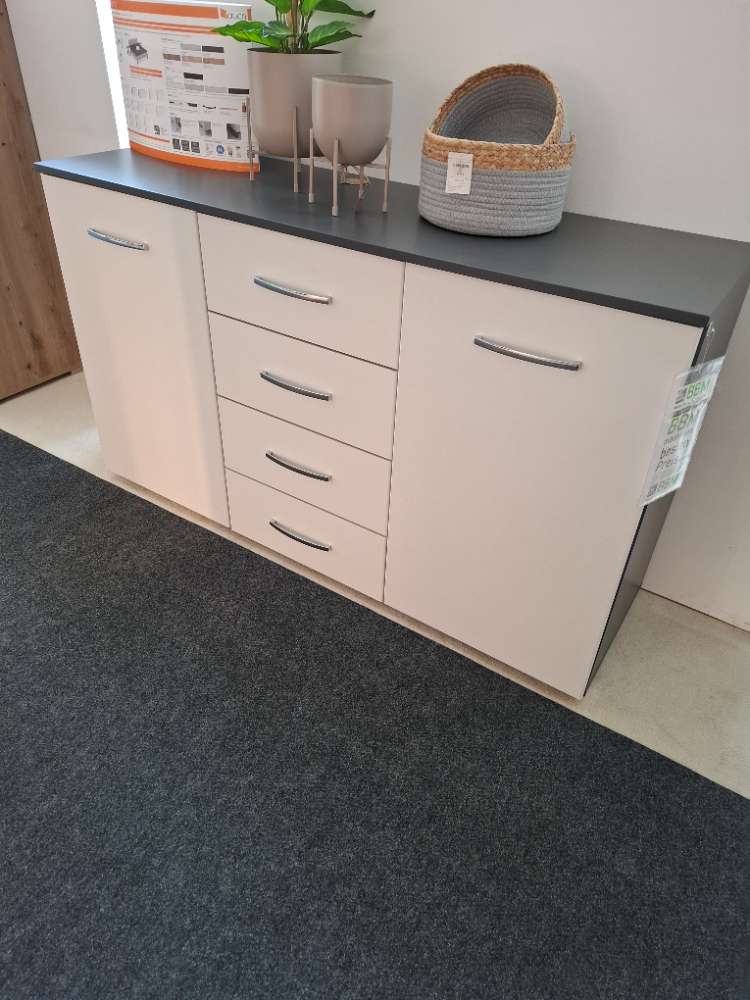Kommode grau/weiß 2x Tür ,2x Schubkästen BHT ca 140x81x42cm