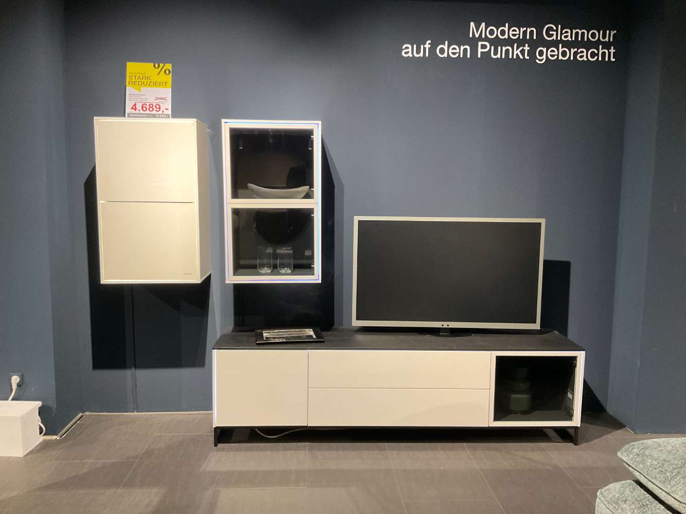 JOOP Wohnwand „GLOSS CUBIC BLACK“ Lack Hochglanz Bianco weiß