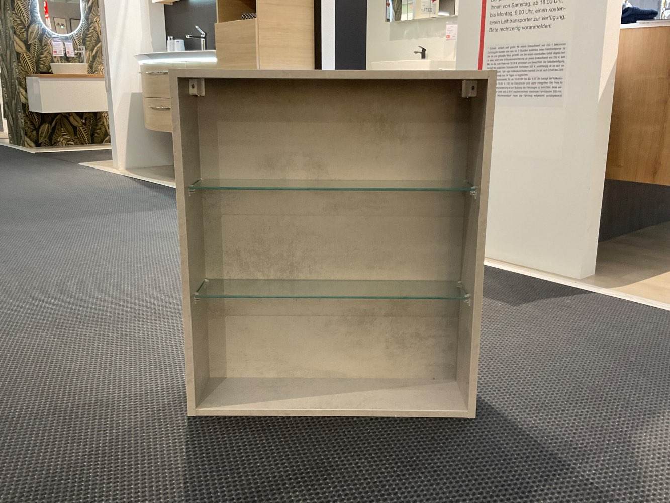 Wandschrankregal m. Glaseinlegeböden