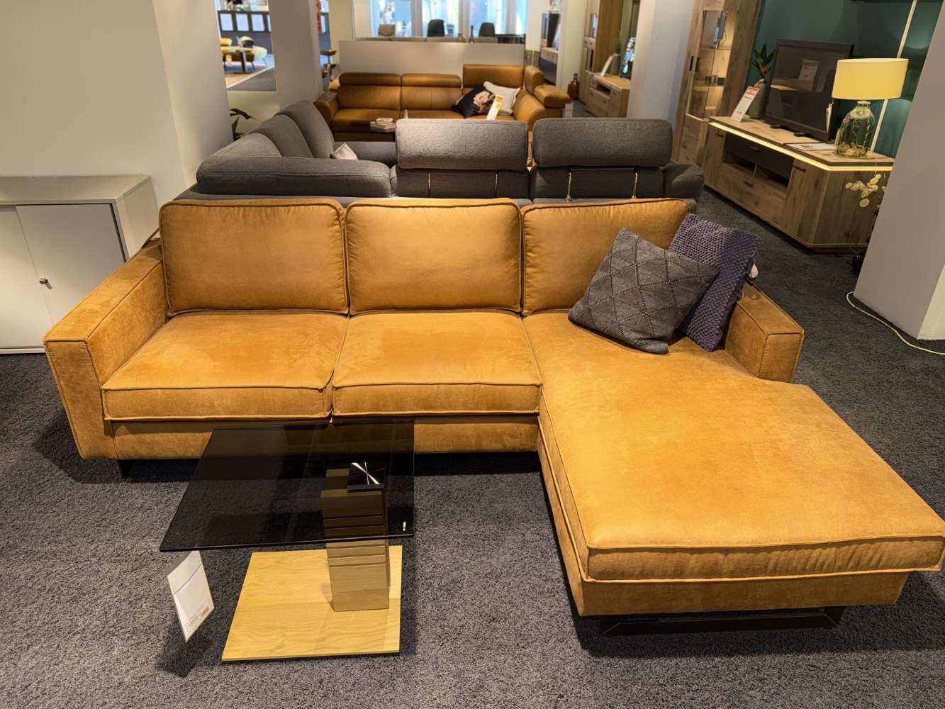 NEU ab Lager: Polsterecke in Stoff cognac