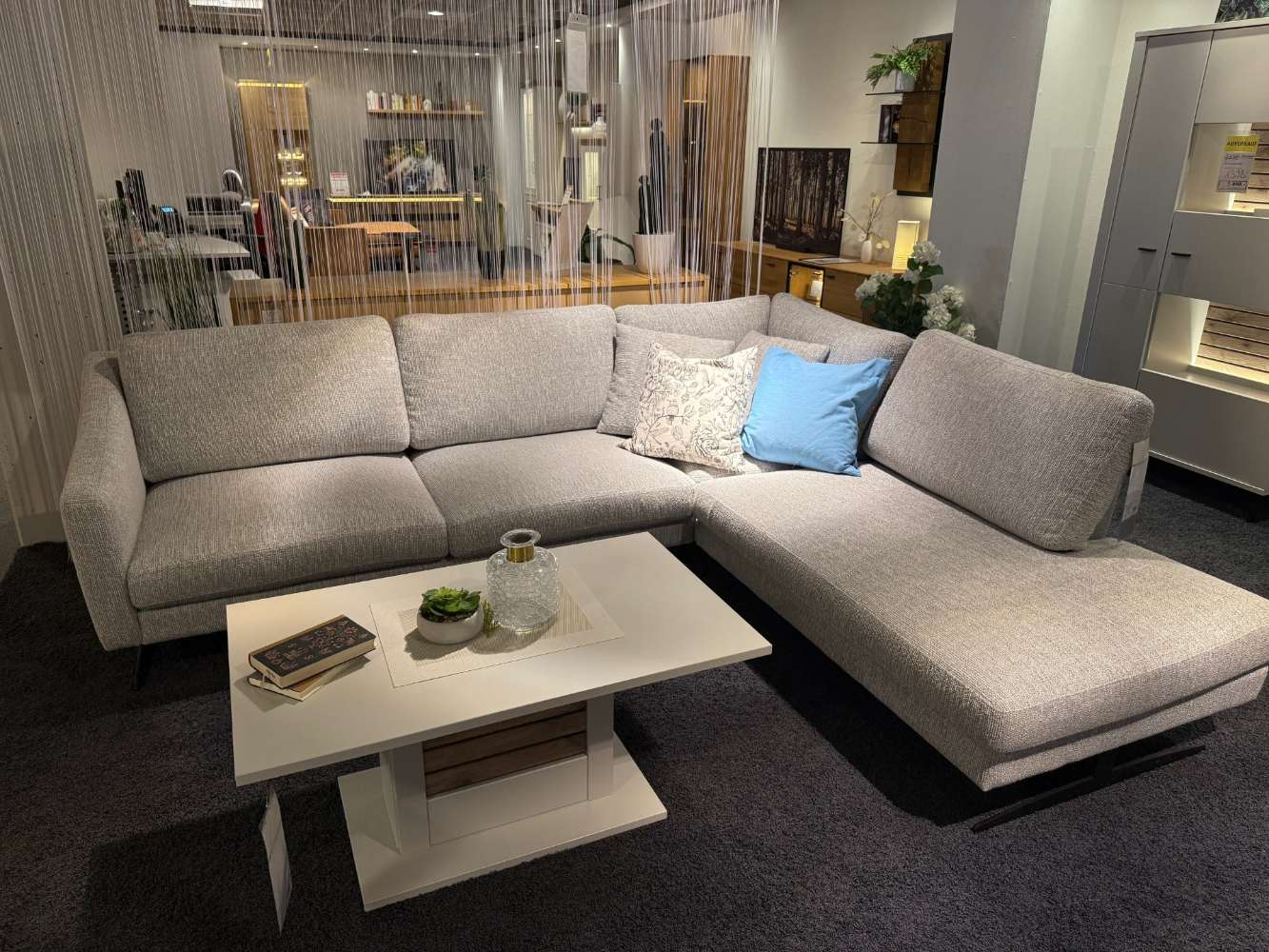 Ecksofa in Stoff grau