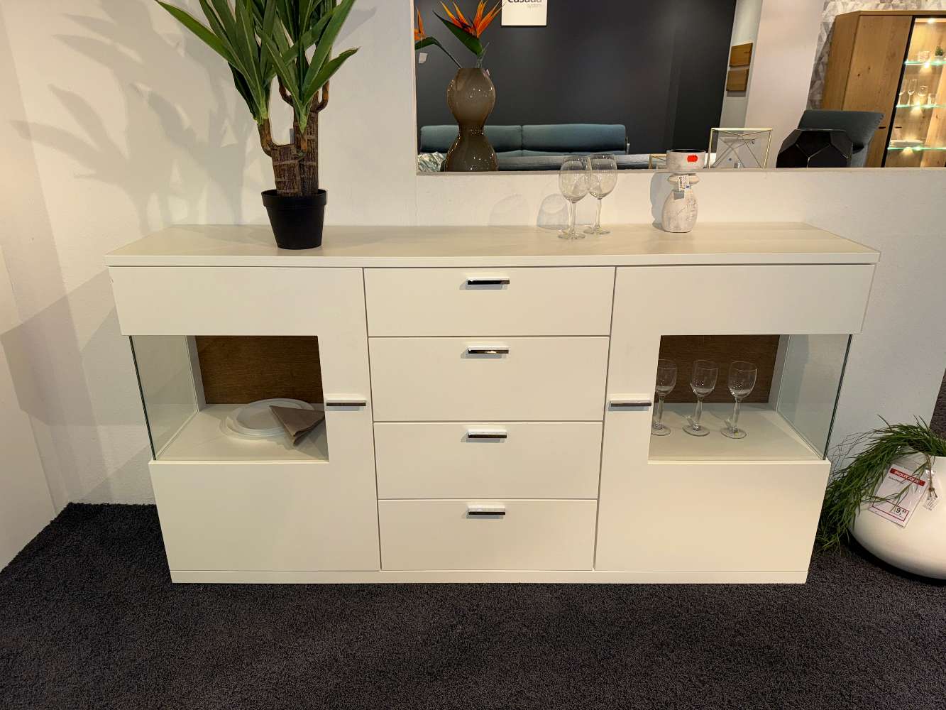 Highboard in Lack weiß matt