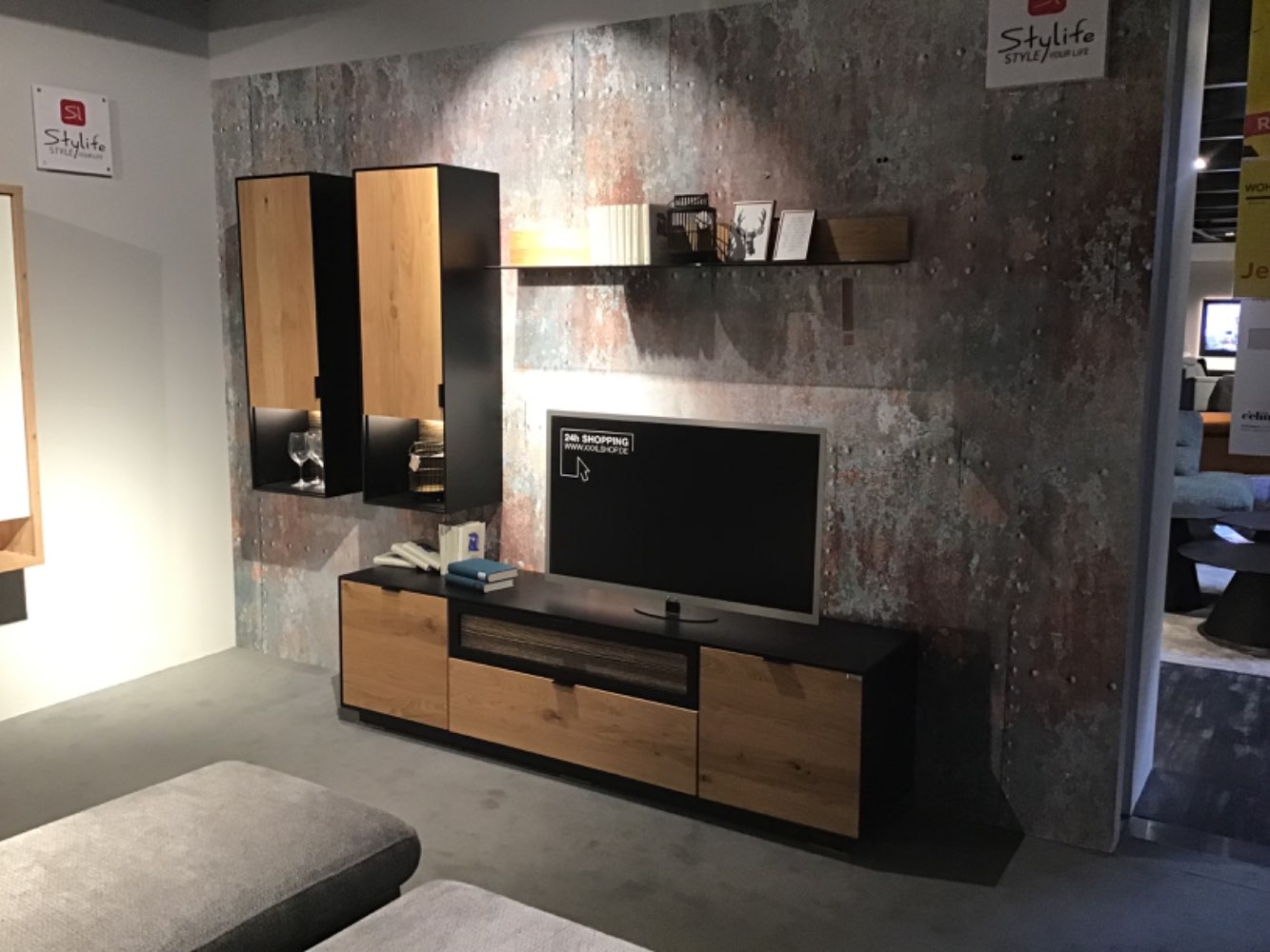 XXXLutz Ausstellungsstück Möbel Wohnwand Nola Eiche schwarz