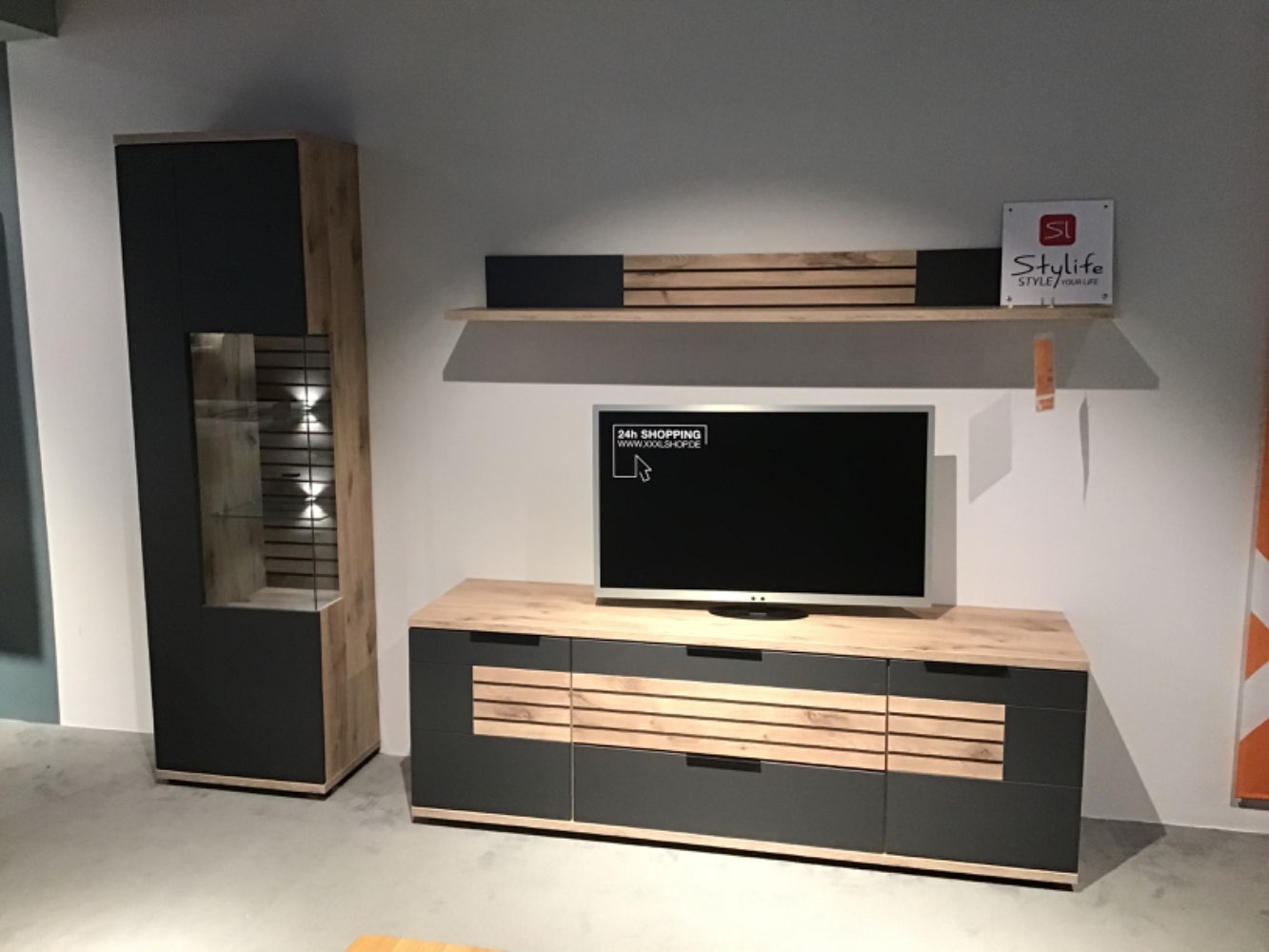 XXXLutz Ausstellungsstück Möbel Wohnwand Santiago Eiche graphit