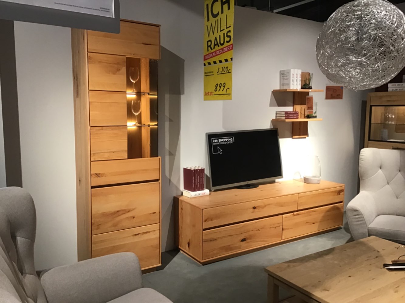 XXXLutz Ausstellungsstück Möbel Wohnwand Nanto Kernwildbuche mass