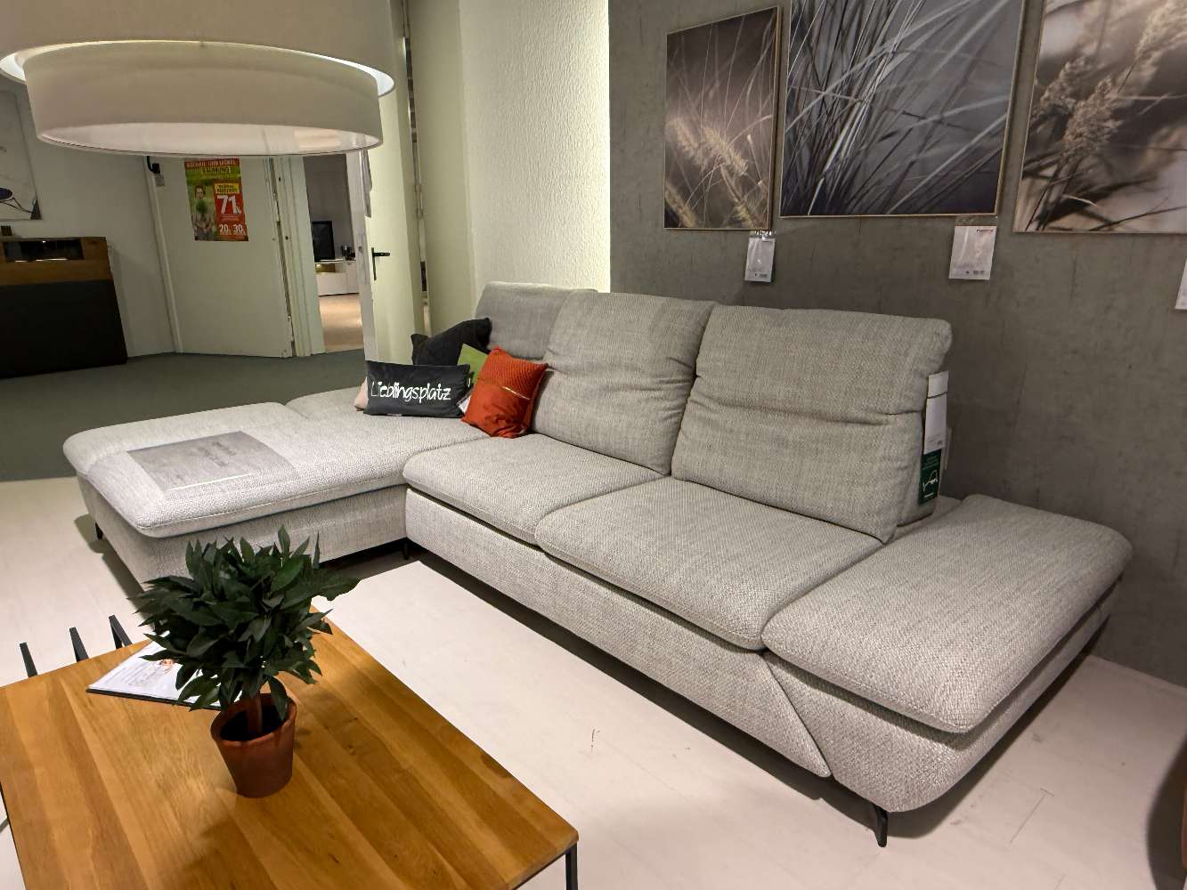 W. Schillig Ecksofa in Stoff grau mit Querschläferfunktion
