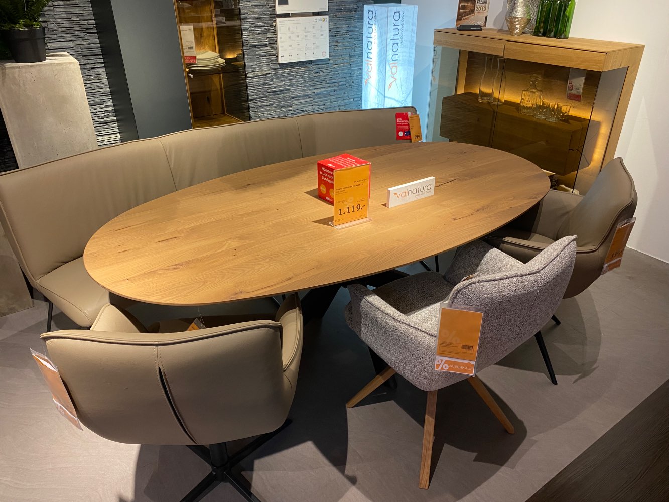 Bank Oval Longlife -Leder Mocca, Anthrazit XXXLutz Fellbach