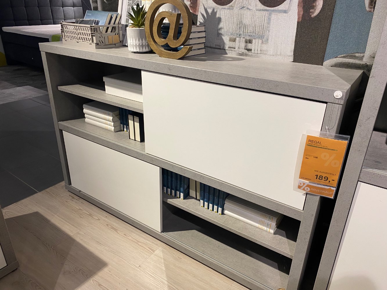 Büroregal Betonoptik, Schiebetüren Weiß Hochglanz XXXLutz