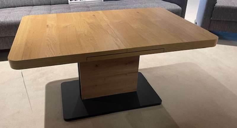 Couchtisch Wildeiche furniert mit Auszug undHöhenverstellung