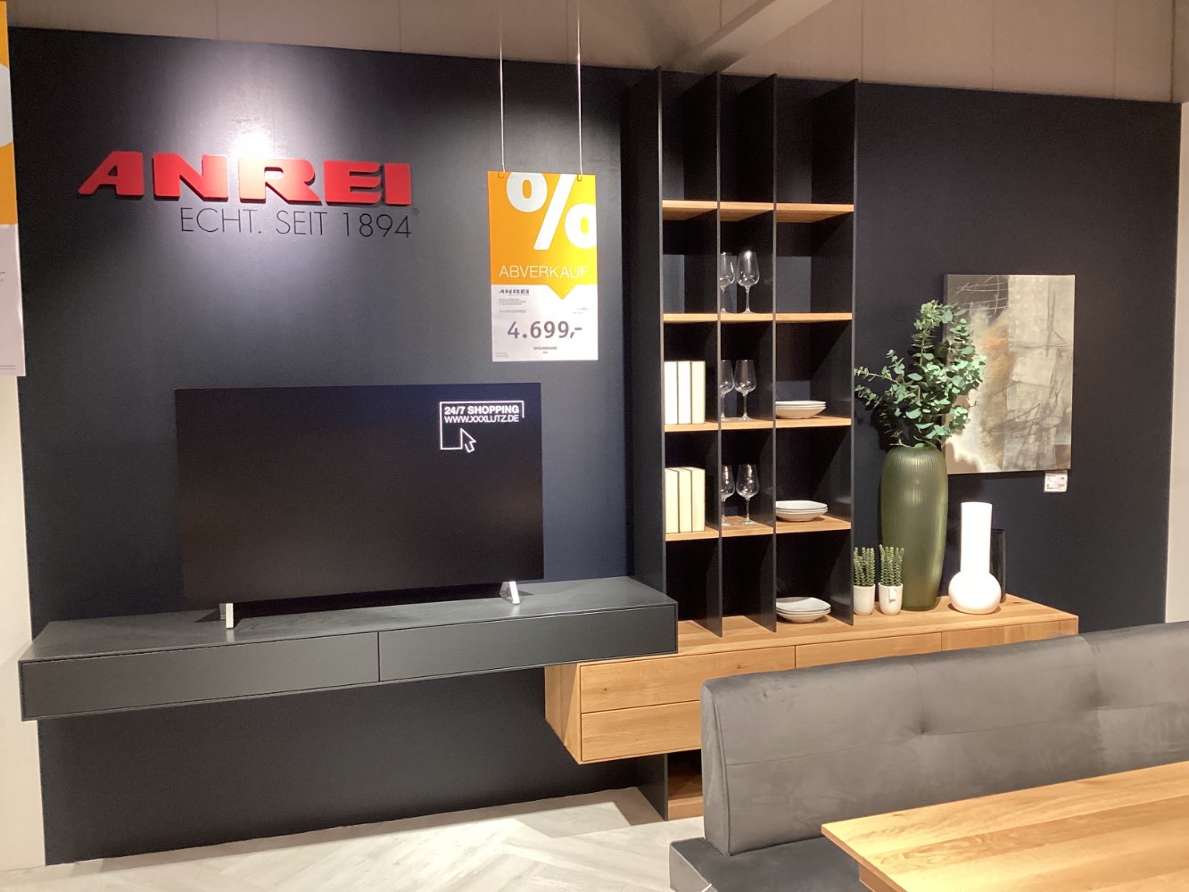 Möbel, Wohnwand Puro, Anrei, ca. 360x340x46cm, Asteiche, XXXLutz