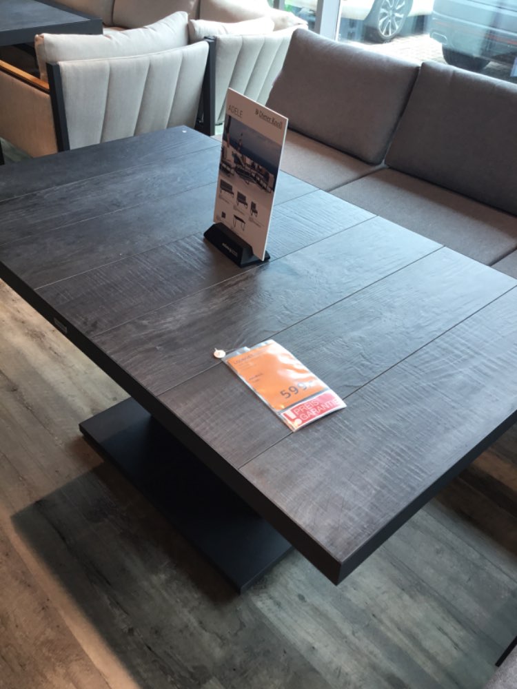 Loungetisch Triest höhenverstellbar, Platte Keramik grau